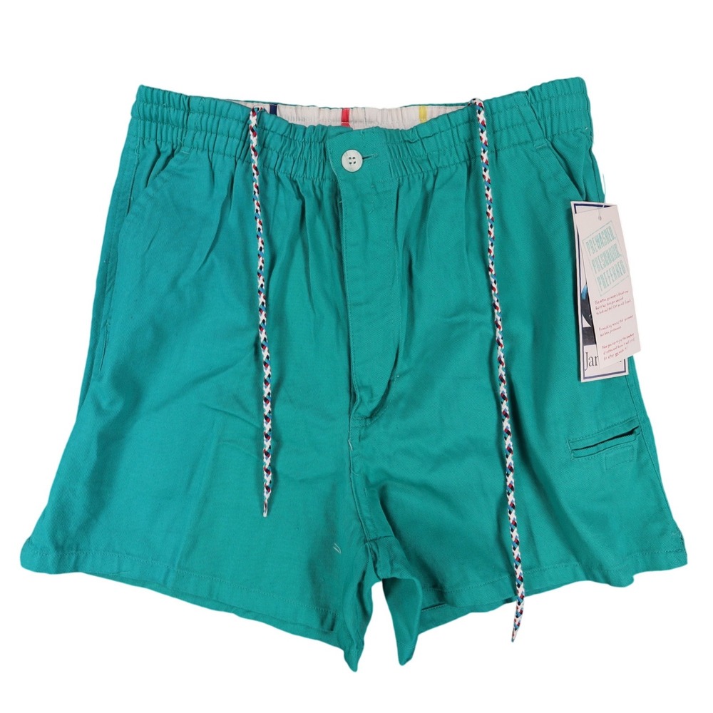 Jantzen Sport Shorts Mens Small Vintage 90s Lagoon Green Cotton Drawstring NWT